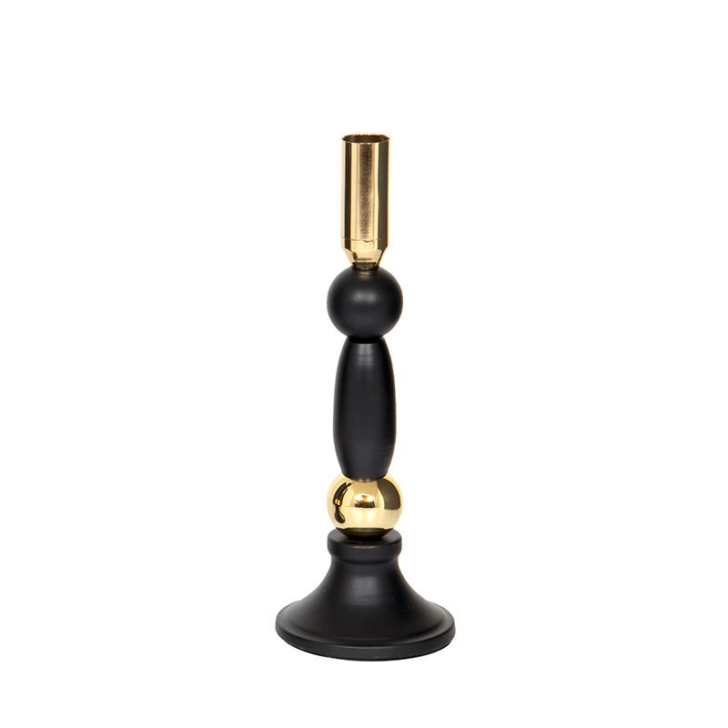 Žvakidė metalinė juodos/aukso sp. VC8417B h 27 cm