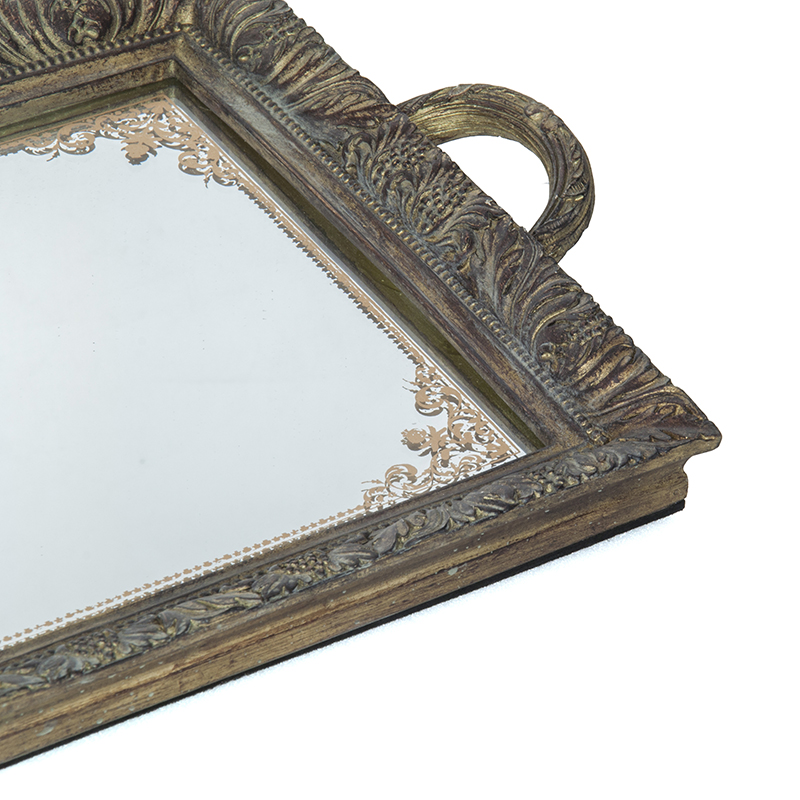 Padėklas su veidrodžiu sendinto aukso spl. 42x3x25 cm SAVEX