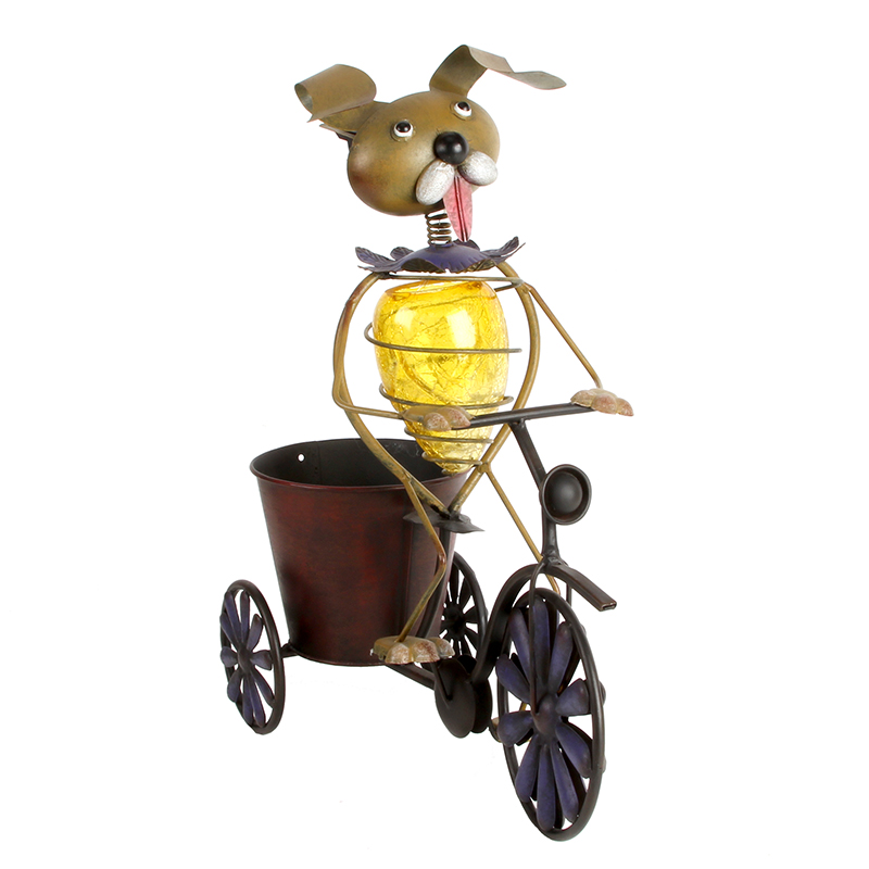 Figūrėlė Šuo ant dviračio su vazonėliu metalinė H:50 W:38 D:16 cm 69182