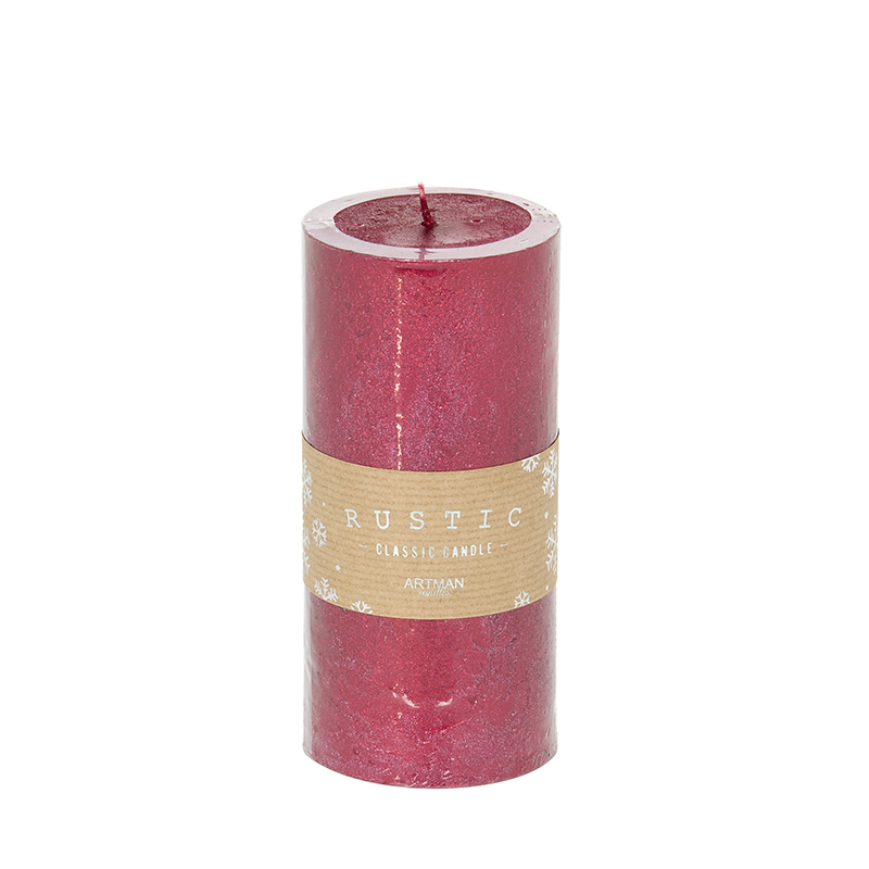 Žvakė Rustic metalizuota raudona 7x15 cm ART