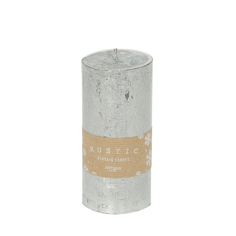 Žvakė Rustic metalizuota sidabrinė 7x15 cm ART KLD