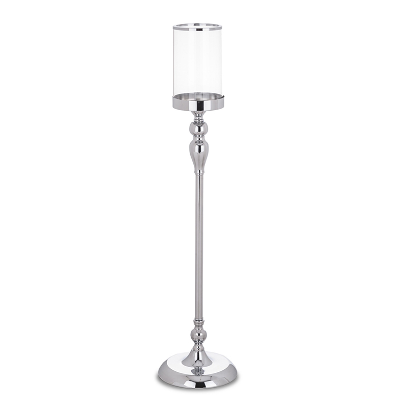 Žvakidė ant kojelės metalinė/stiklinė sidabrinės sp. 70x16x16 cm 139001