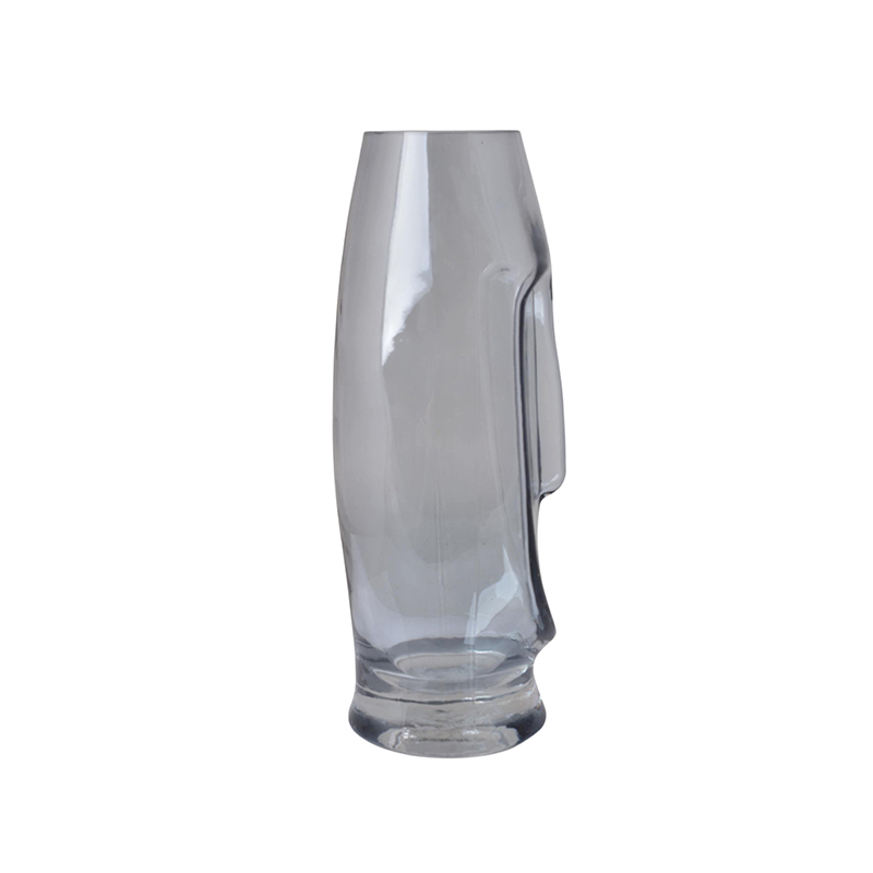 Vaza stiklinė pilka Veidas 11x11x30 cm 9913