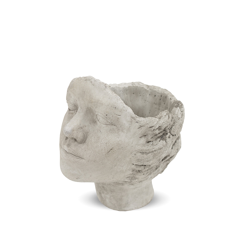 Vazonėlis - skulptūra betoninis Merginos veidas 24x17x22 cm 119683