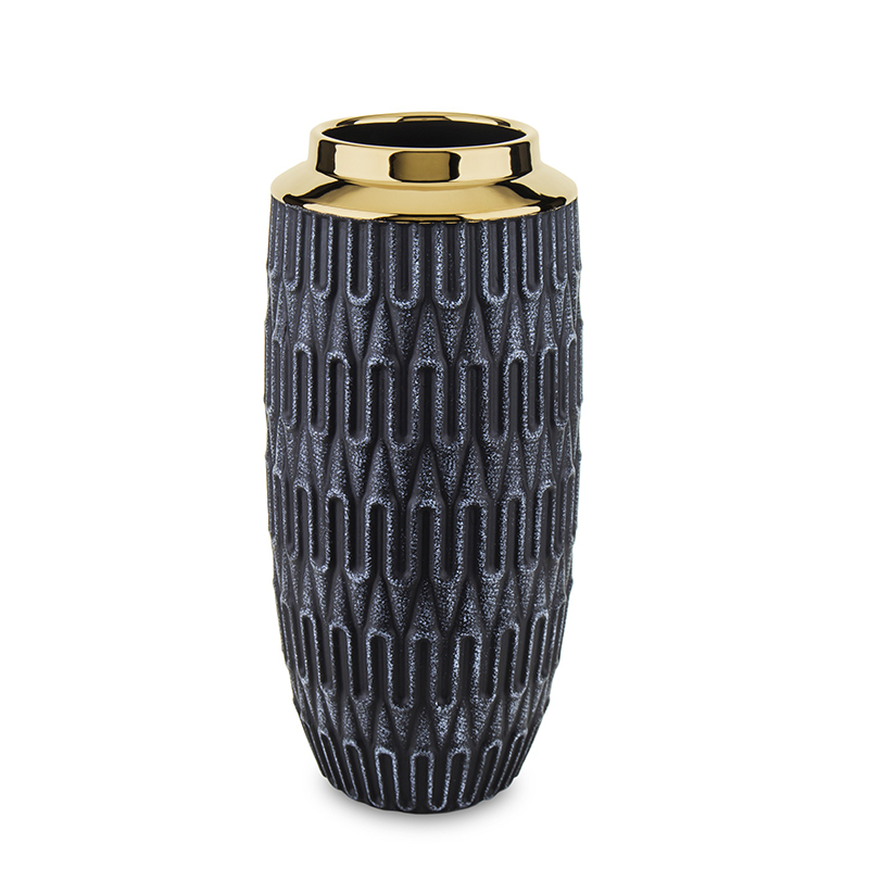 Vaza keramikinė juodos/auksinės spalvos 30x13x13 cm 137283