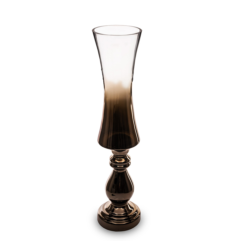 Vaza stiklinė ant kojelės ruda 55x12x12 cm 142222