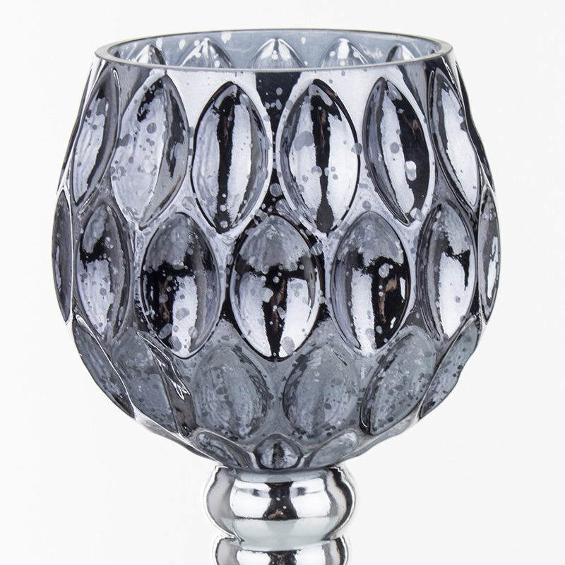 Žvakidė ant kojelės stiklinė pilka 20x10x10 cm 139614