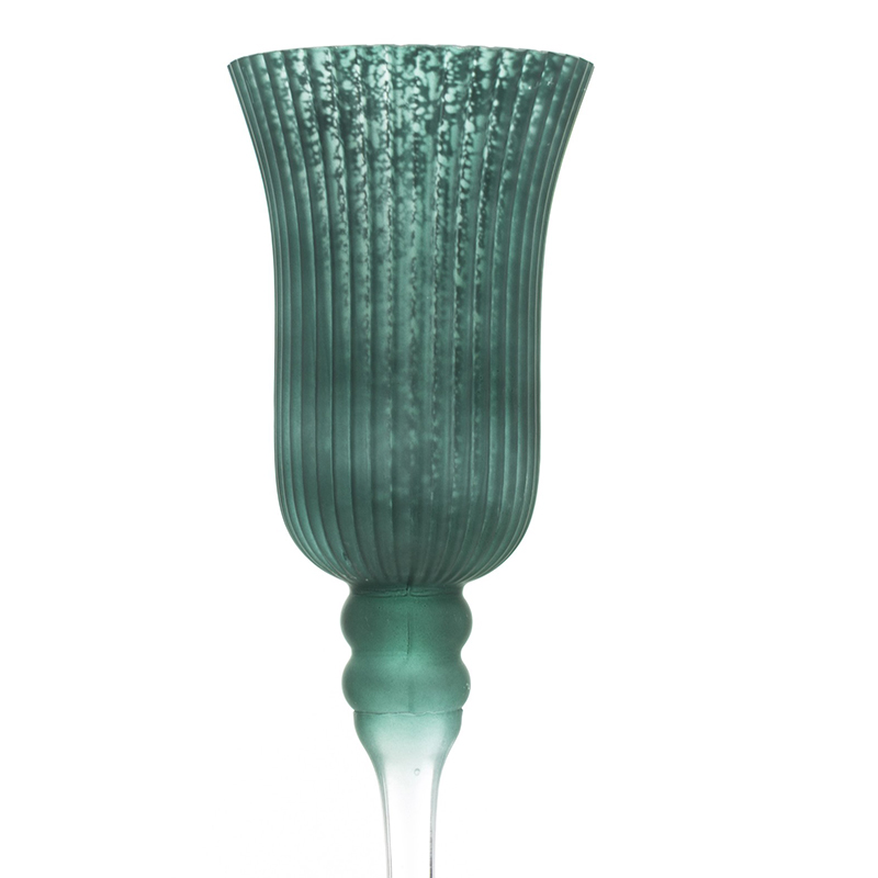 Žvakidė ant kojelės stiklinė žalia 30x12x12 cm 146368