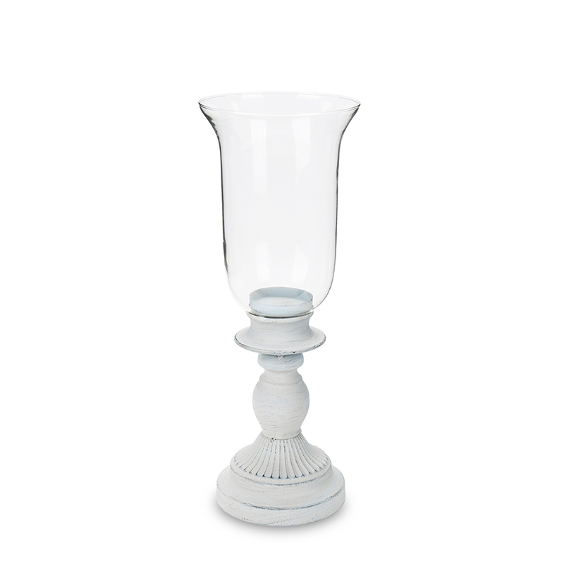 Žvakidė stiklinė/metalinė baltos sp. 38,5x14,5x14,5 cm 136061