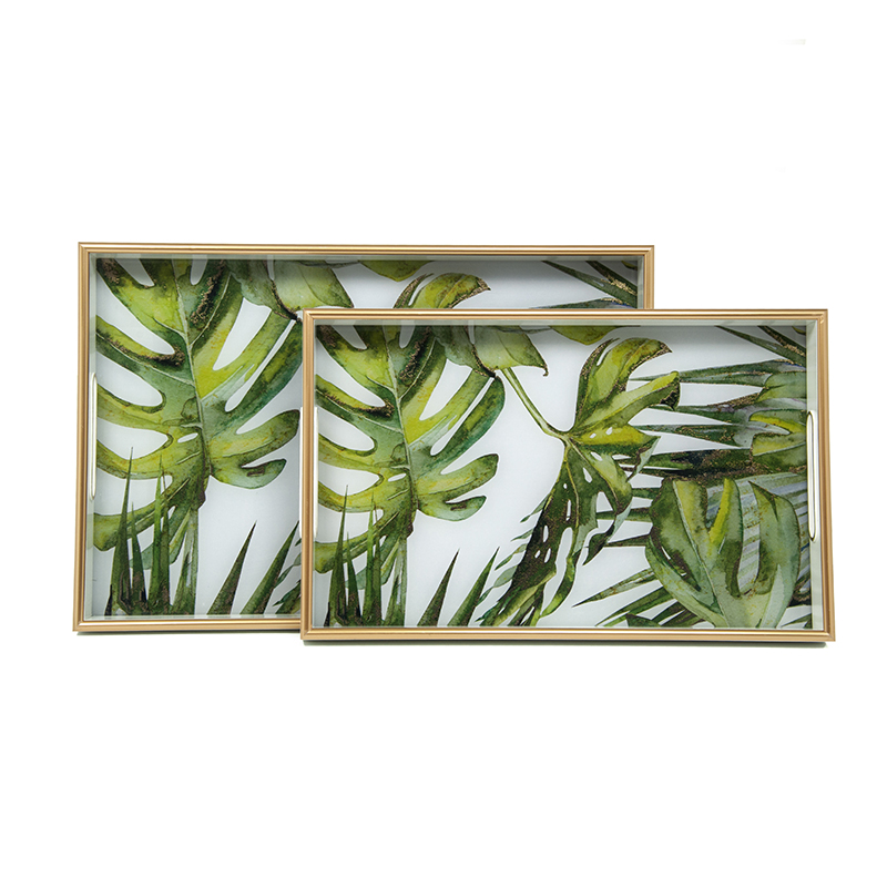 Padėklai 2 vnt. su stiklu 45x30x4.5 (40x25x4.5) cm TROPICA