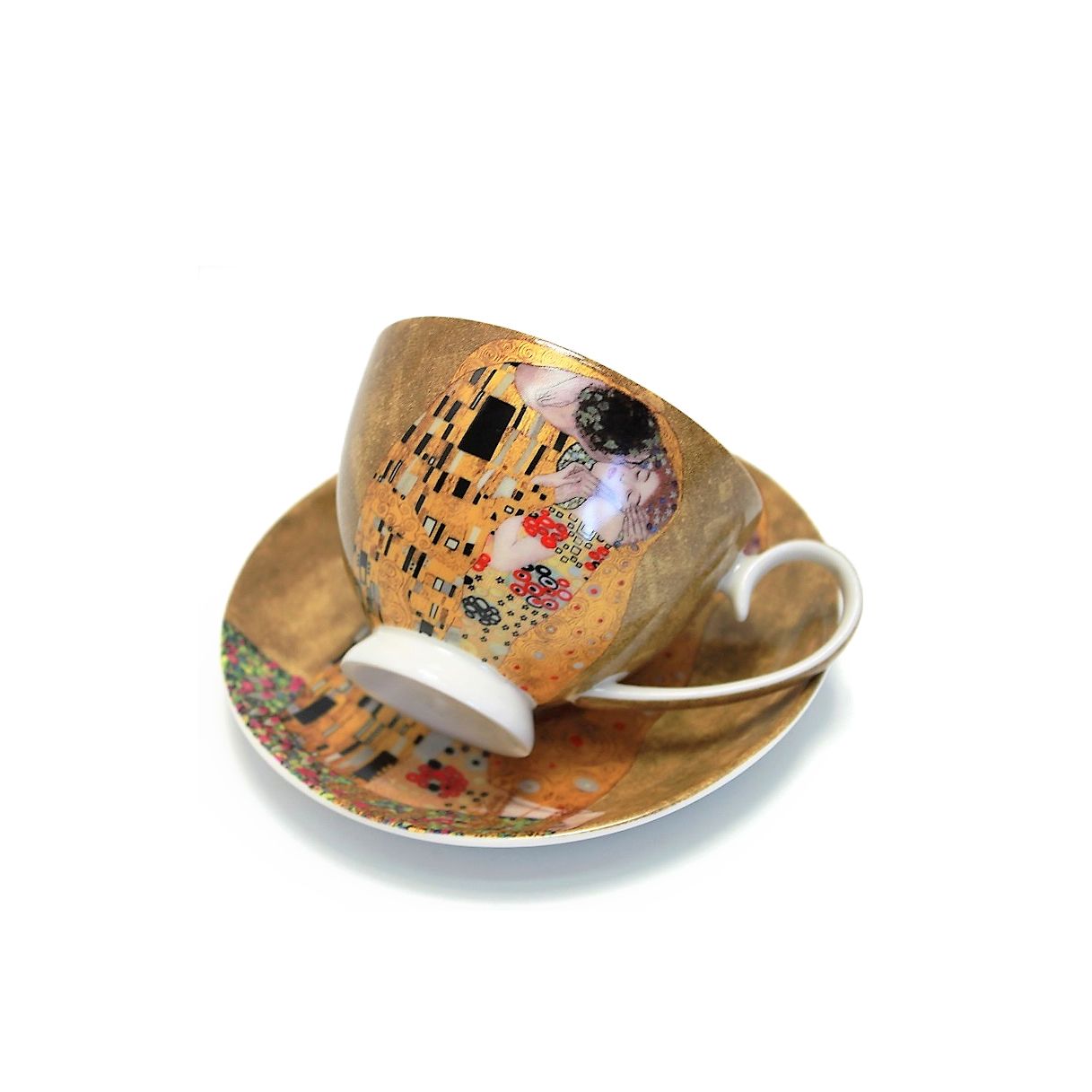 Puodelis su lėkštute porcelianinis G.Klimt Bučinys 250 ml