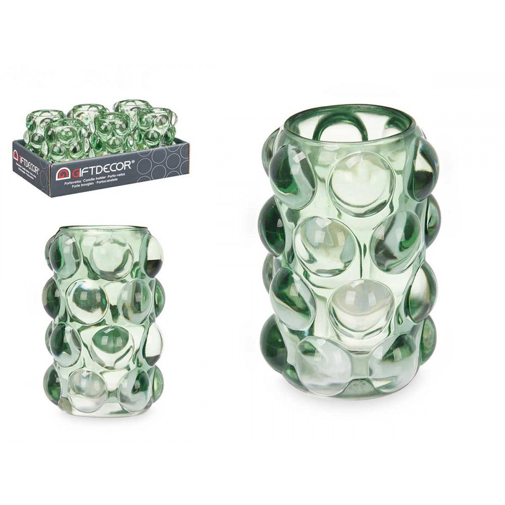 Žvakidė stiklinė 8,5x8,5x12,5 cm žalsvos spalvos Giftdecor 93707