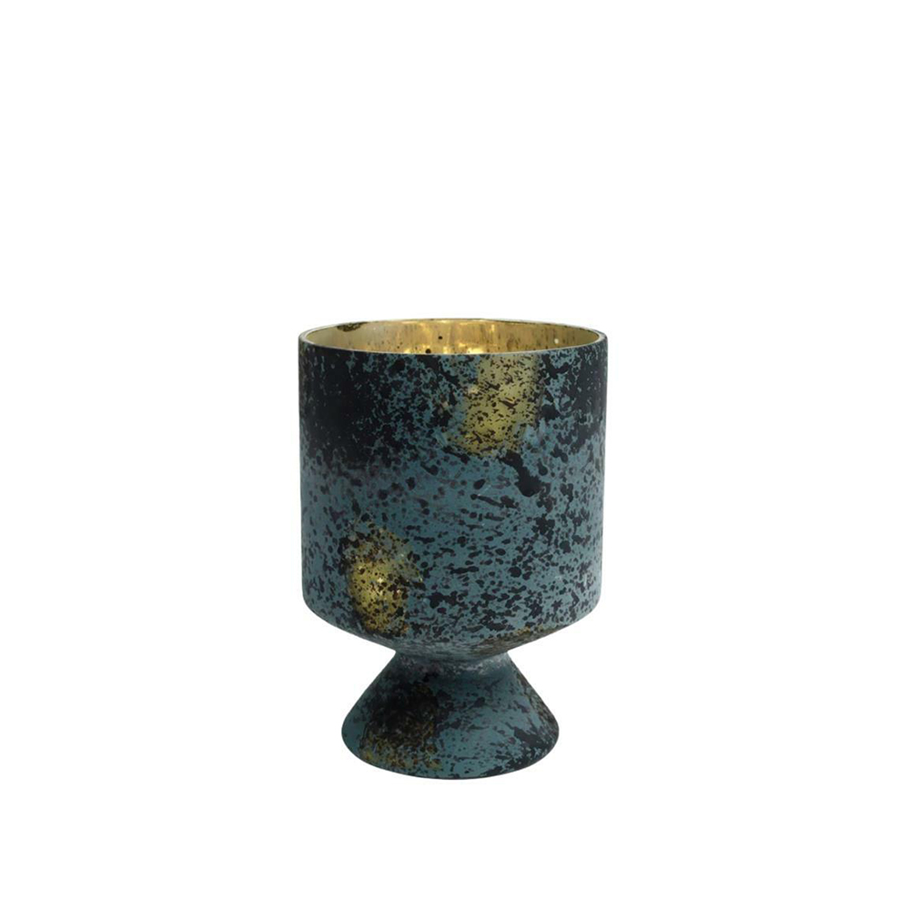 Žvakidė stiklinė tamsiai mėlyna 12x12x17 cm Julen PTMD 98319