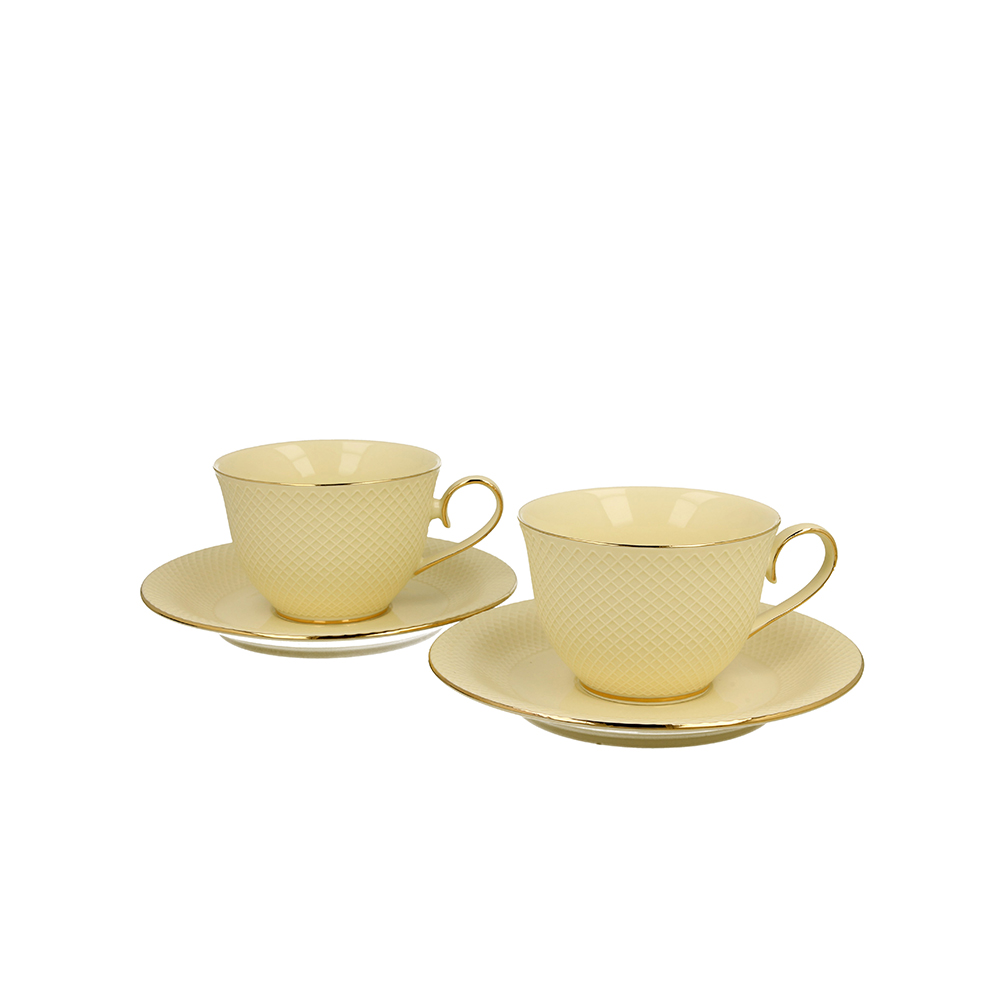 Puodeliai su lėkštelėmis porcelianiniai 2 vnt.  Vesper 290 ml
