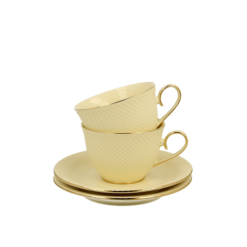 Puodeliai su lėkštelėmis porcelianiniai 2 vnt.  Vesper 290 ml