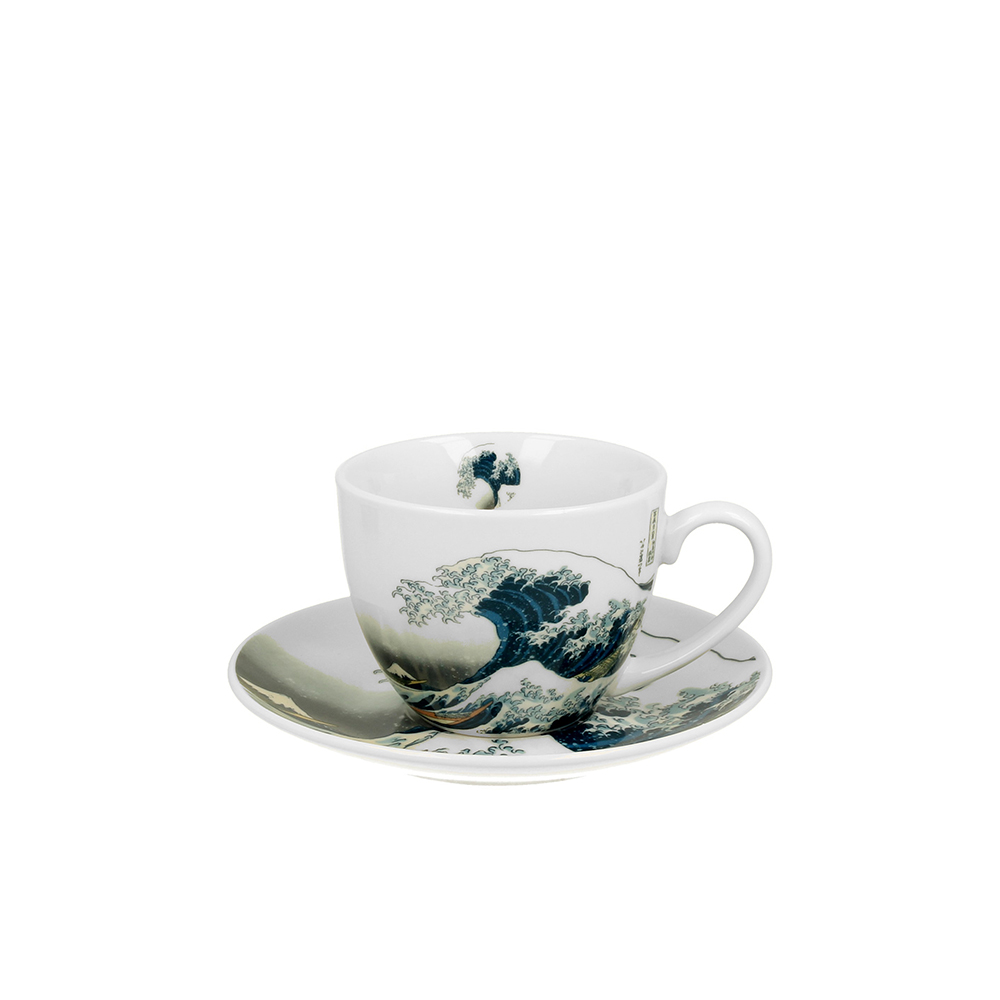 Puodelis su lėkštele porcelianinis 250 ml K.Hokusai