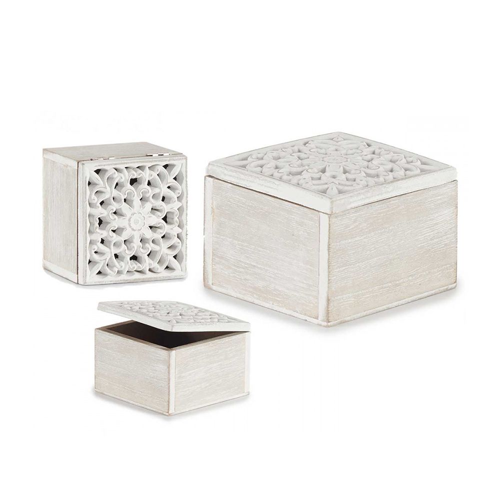 Dėžutė medinė balta 11,5x11,5x8 cm Giftdecor 77963