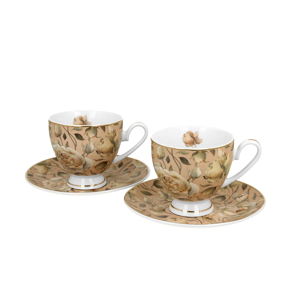 Puodeliai porcelianiniai 2 vnt. ENGLISH ROSES CREAM 220 ml