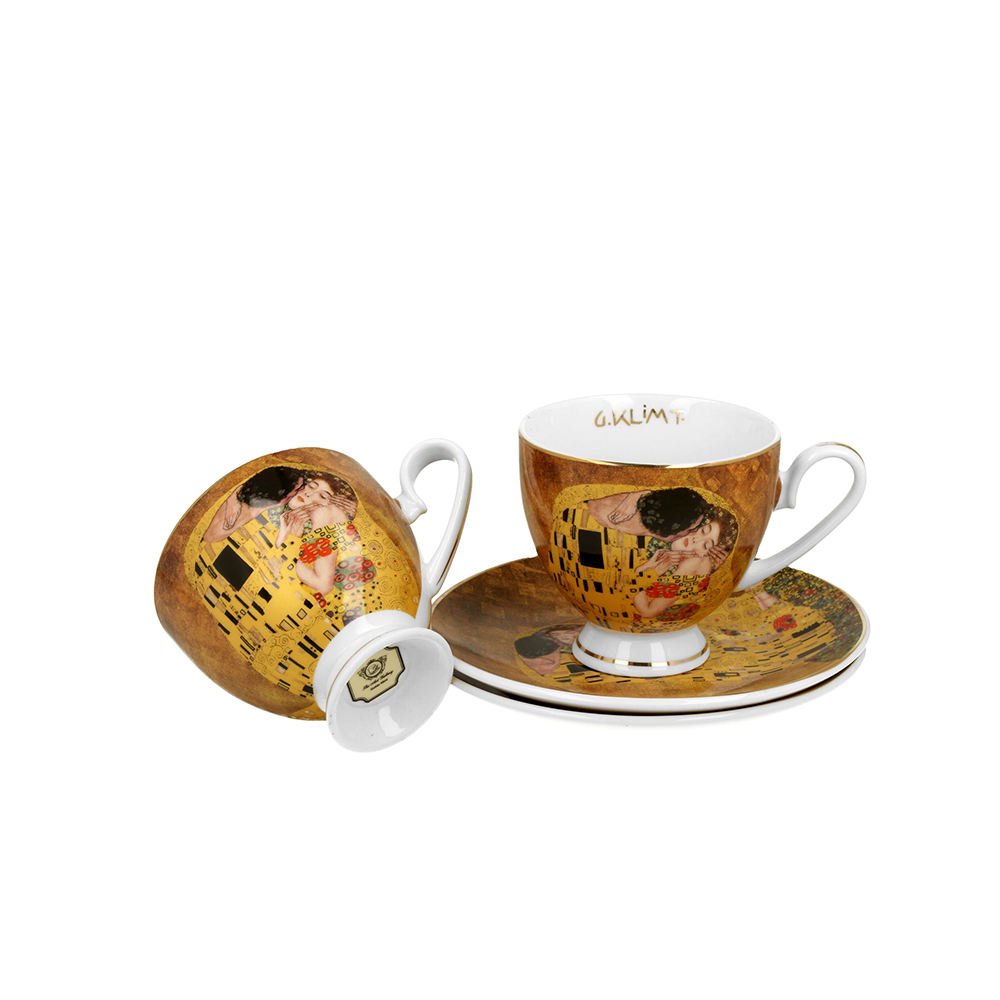 Puodeliai su lėkštutėmis 2  vnt. G. Klimt Bučinys 220 ml