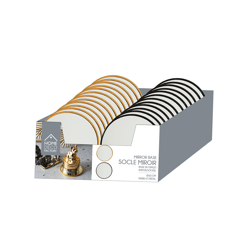 Padėkliukas veidrodinis D10 cm aukso/juodos spalvos apvadas Home Deco HD0372