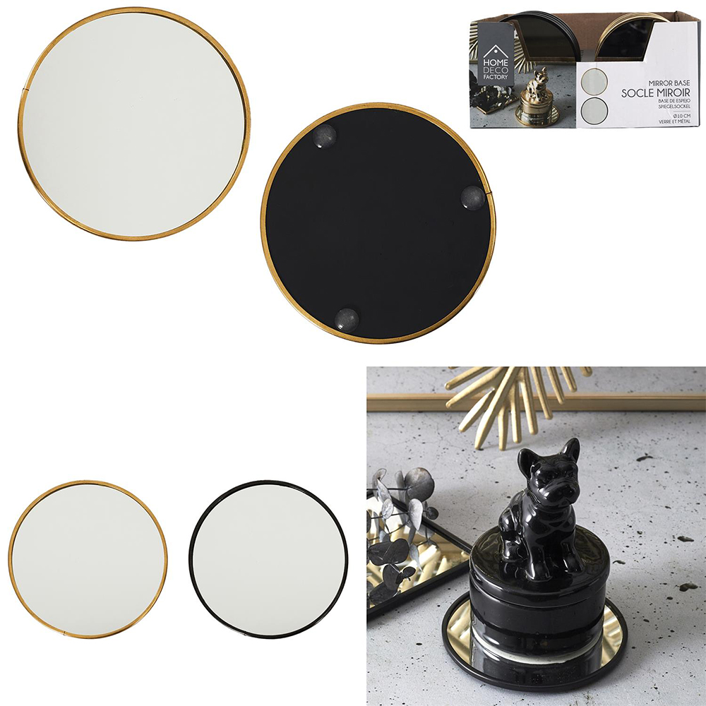 Padėkliukas veidrodinis D10 cm aukso/juodos spalvos apvadas Home Deco HD0372
