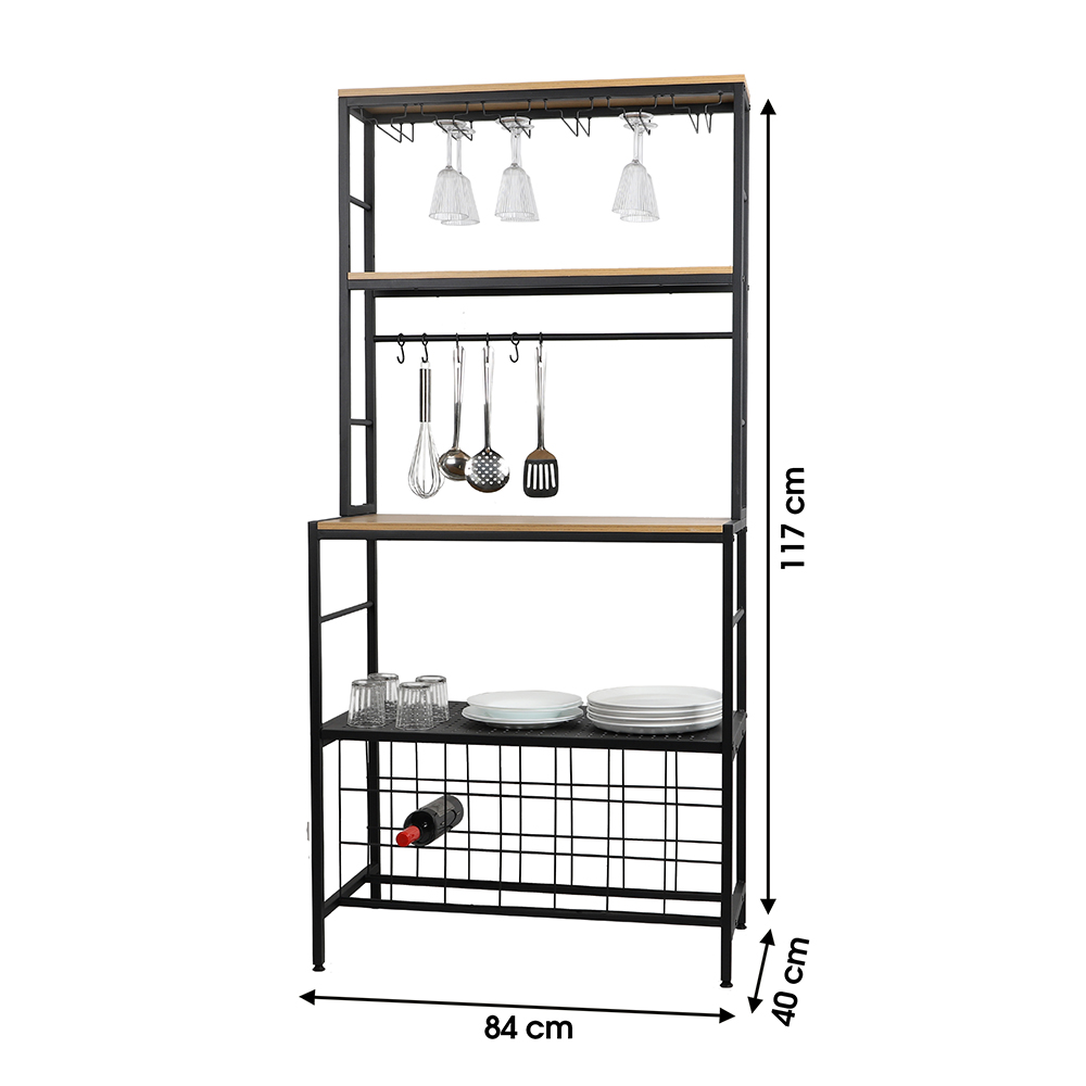 Lentyna/baras pastatoma 40x84x117 cm juoda, medis Urban Living 151546