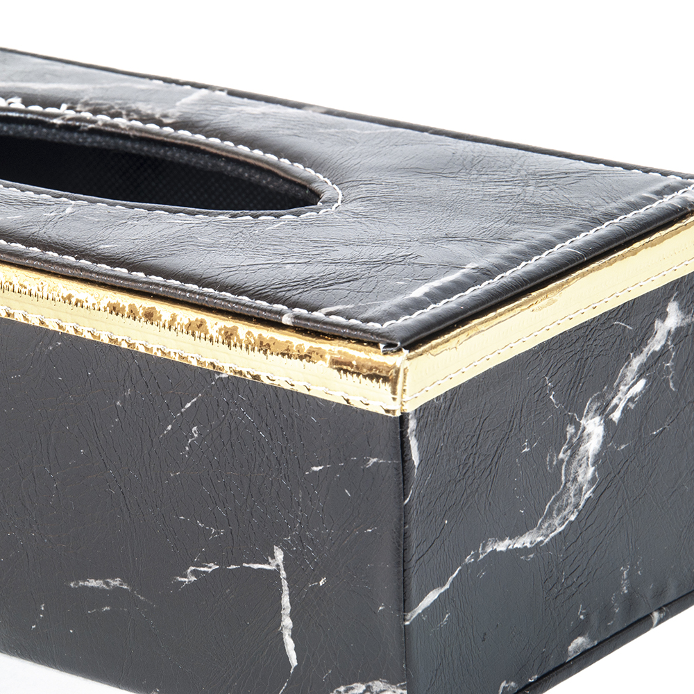 Dėžutė servetėlėms odos imitacija juoda 24x12x8.5 cm