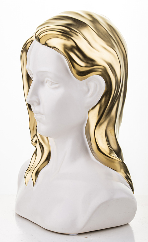 Figūra Moters veidas keramikinė baltos/aukso sp. 24x19x10 cm 136019