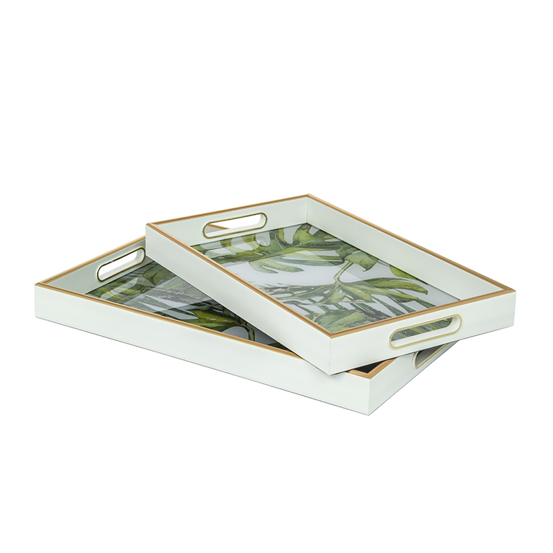 Padėklai 2 vnt. su stiklu 45x30x4.5 (40x25x4.5) cm TROPICA