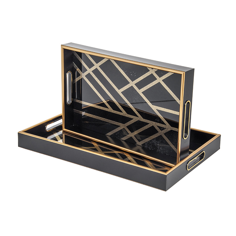 Padėklai 2 vnt. su stiklu 45x30x4.5 (40x25x4.5) cm LINE