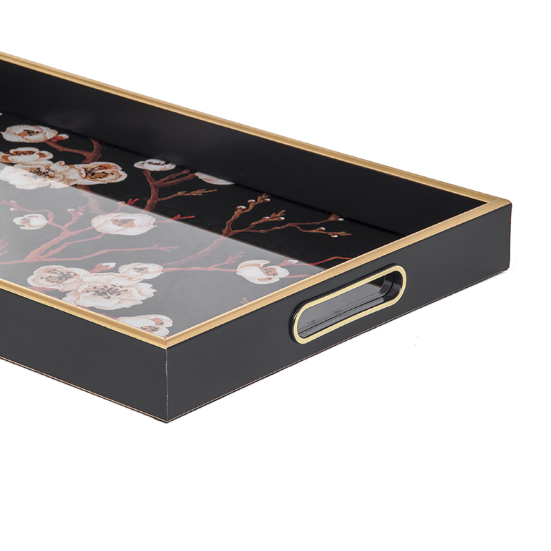 Padėklai 2 vnt. su stiklu 45x30x4.5 (40x25x4.5) cm ORIENTAL