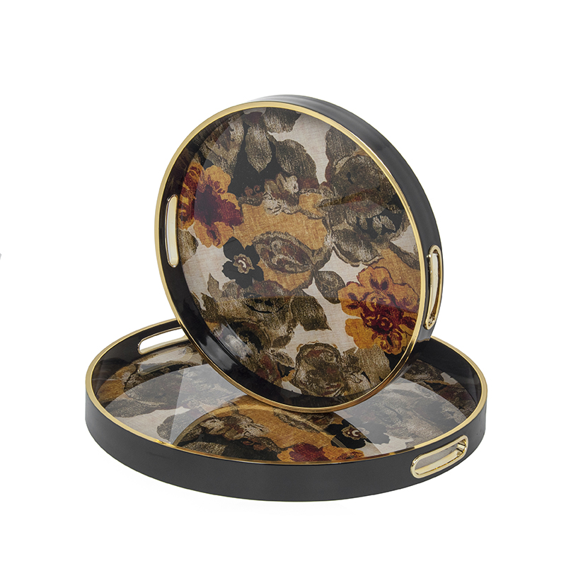 Padėklai 2 vnt. su stiklu apvalūs 45x45x4 (36x36x4) cm MARVEL