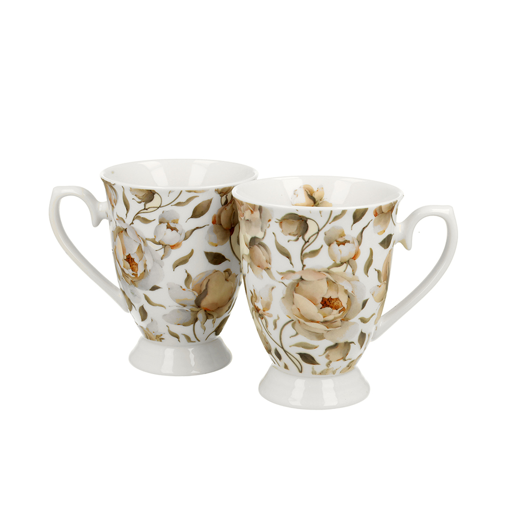Puodeliai porcelianiniai 2 vnt. ENGLISH ROSES WHITE 300 ml DUO