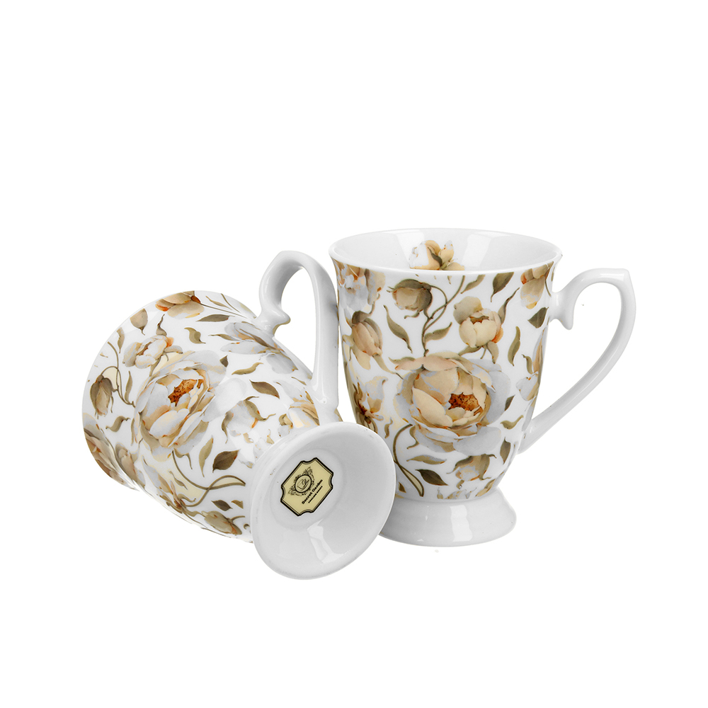 Puodeliai porcelianiniai 2 vnt. ENGLISH ROSES WHITE 300 ml DUO