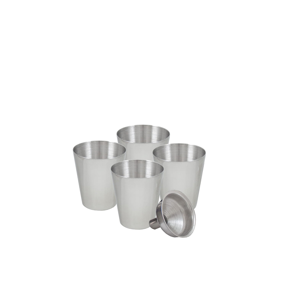 Rinkinys gertuvė metalinė+taurelės+piltuvėlis 240 ml KW84K26