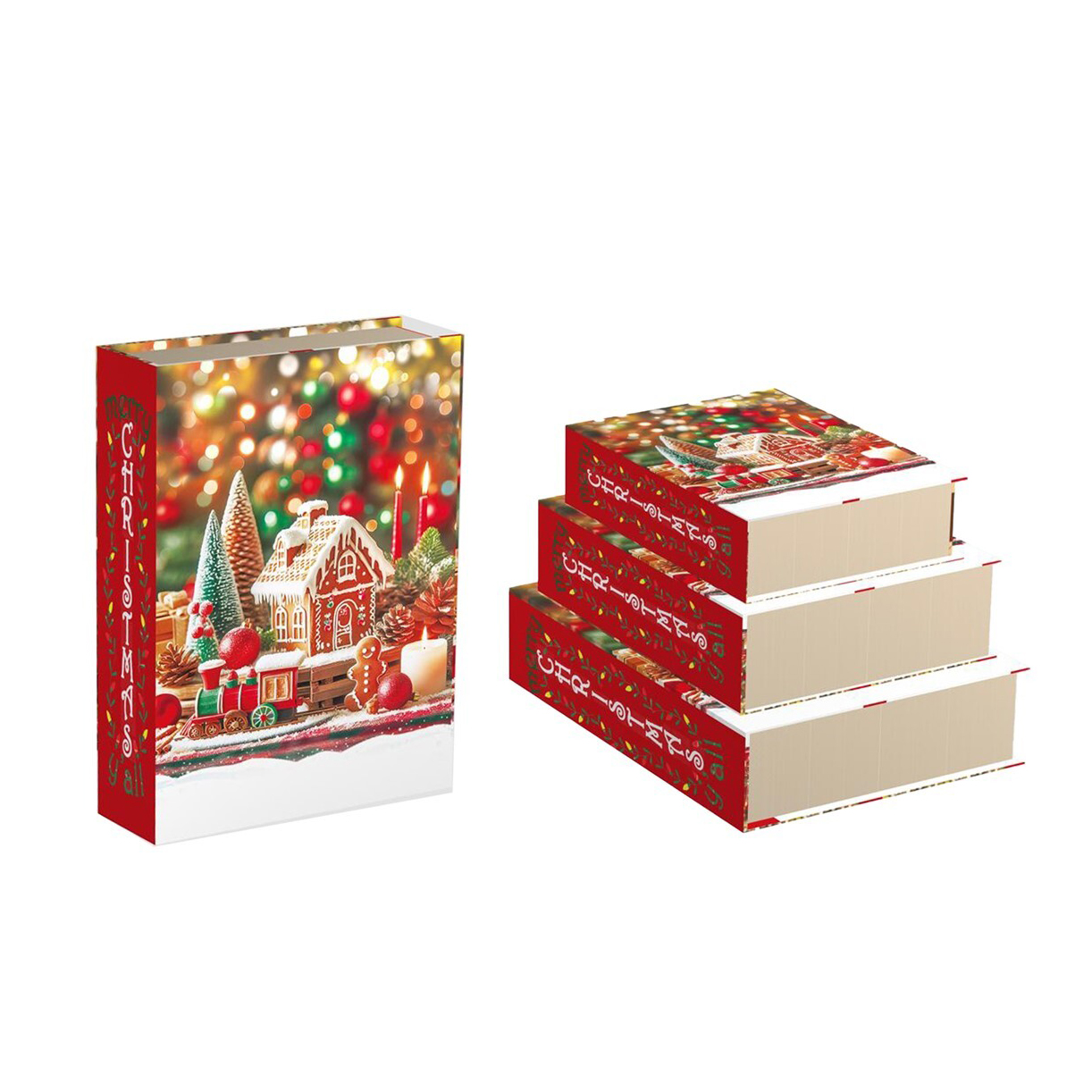 Dėžutės dovanoms pakuoti knygos tipo 3 vnt. 29.5x22.3x8 cm 8445393502809