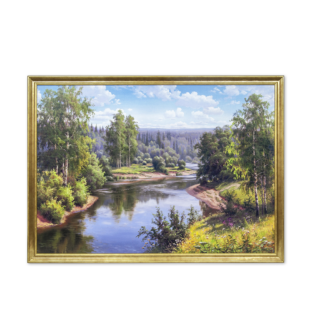 Reprodukcija 1705450 su rėmu 1203300 Miško upė 50*70 SVX