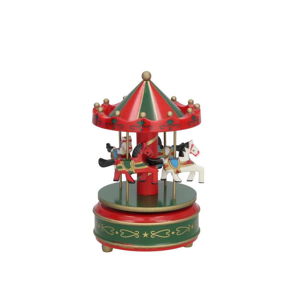 Muzikinė dekoracija Karuselė 11x11x18 cm raudona/žalia 8445393531250 KLD