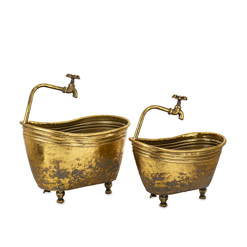 Vazonai metaliniai 2 vnt. aukso spl. 37x35,5x19,5 (41x42x24,5) cm 175566