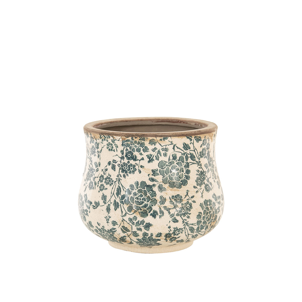 Vazonėlis keramikinis su gėlių piešiniu  18x15 cm Clayre