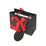 Dovanų maišelis juodas su kaspinu 11x14x6 cm 100477