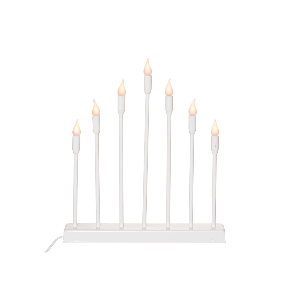 Žvakidė su 7 LED žvakėmis metalinė, baltos sp. 32x5,5x35,5 cm Finnlumor 610332