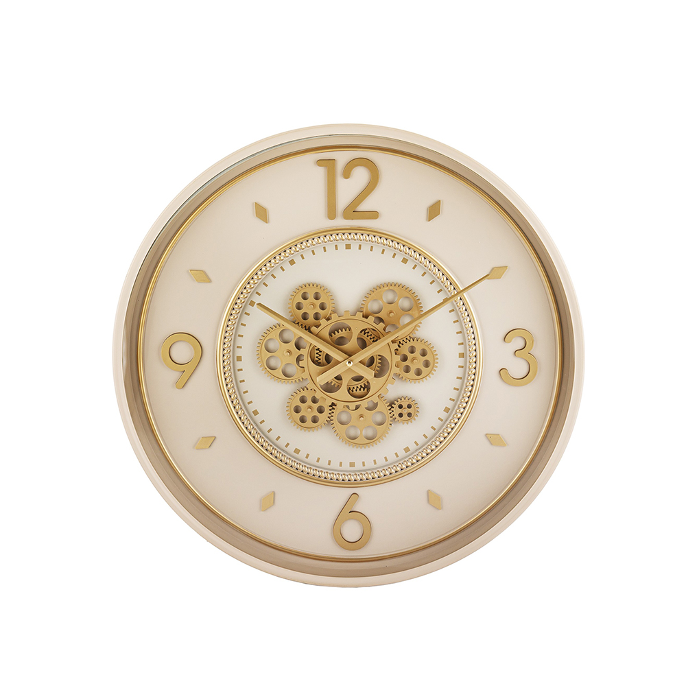 Laikrodis sieninis metalinis kreminis/auksinis 55,5x55,5x8,5 cm 180458