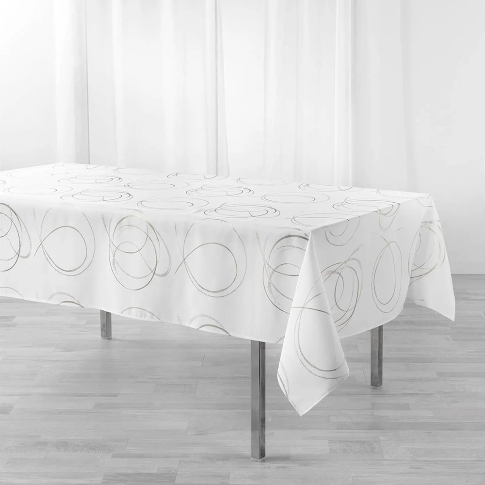 Staltiesė 150x300 cm poliesteris, balta/pilka sp. BULLY douceur d'intérieur