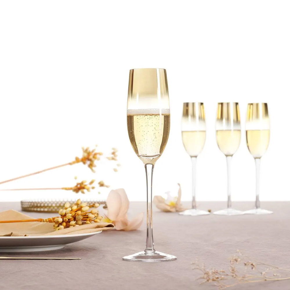 Taurės šampanui 210 ml 6 vnt komplektas su aukso dekoru Secret de Gourmet 154967