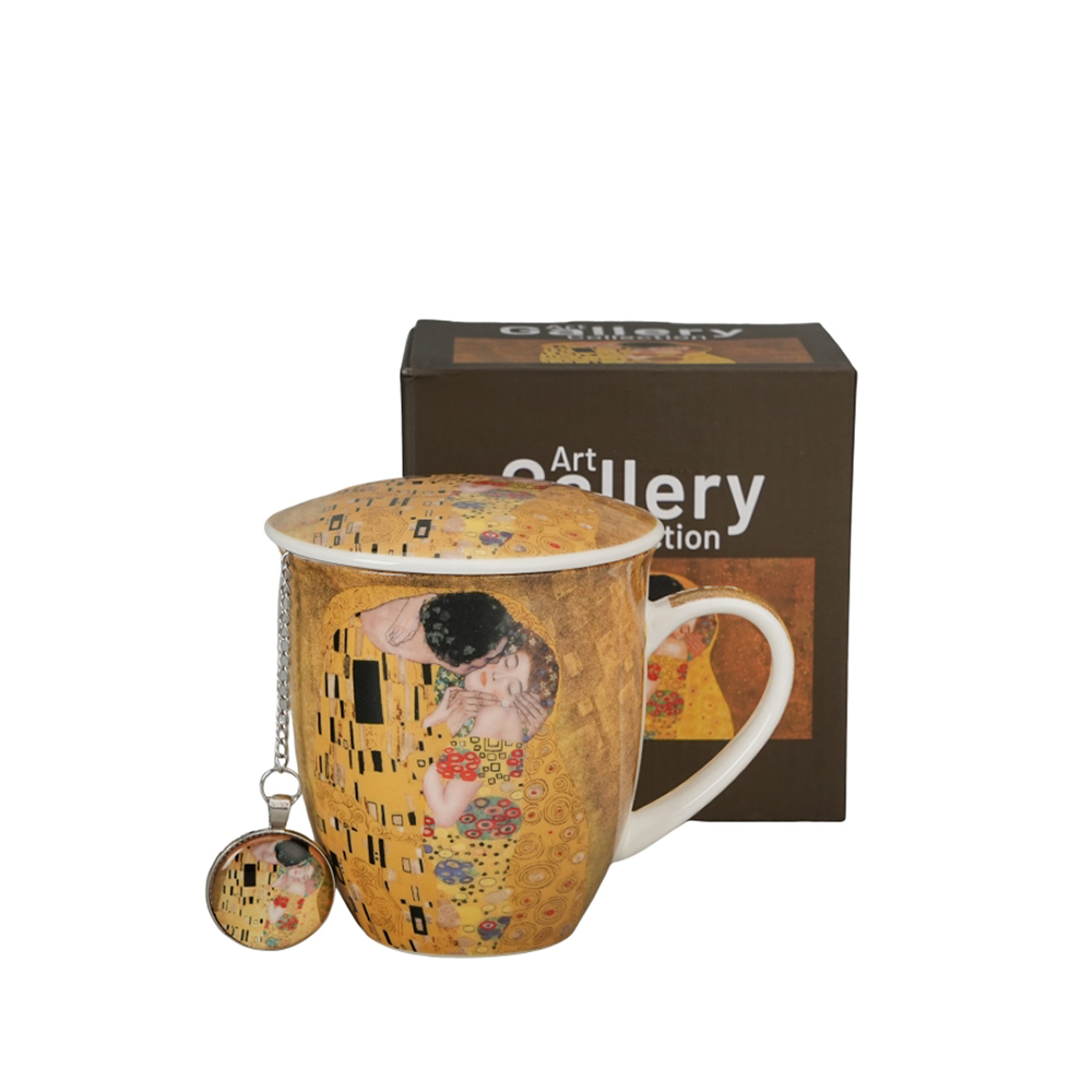 Puodelis porcelianinis su sieteliu G.Klimt Bučinys 400 ml DUO