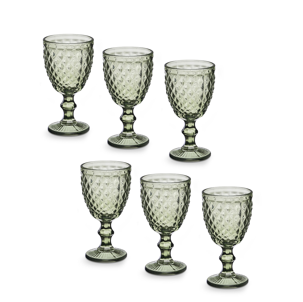 Taurės vynui 260 ml 6 vnt komplektas žalsvos sp. Diamond Vivalto 38014