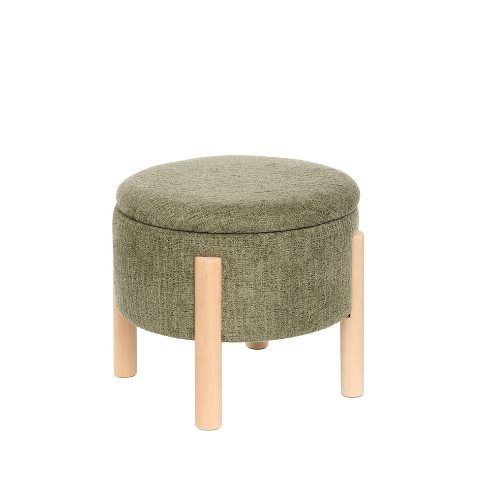 Pufas medinėmis kojomis D45,5xH37 cm chaki spalvos Atmosphera 214222B