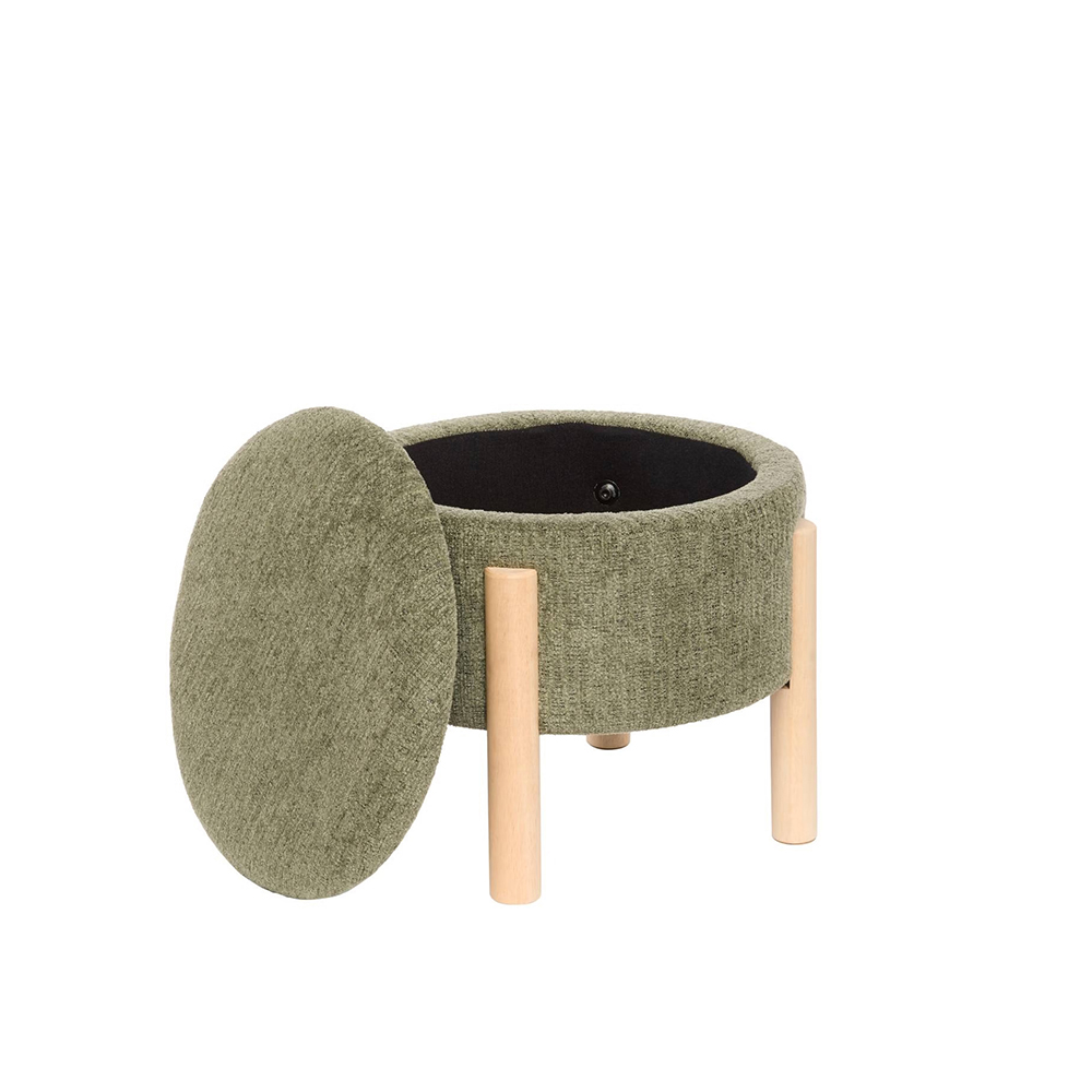 Pufas medinėmis kojomis D45,5xH37 cm chaki spalvos Atmosphera 214222B