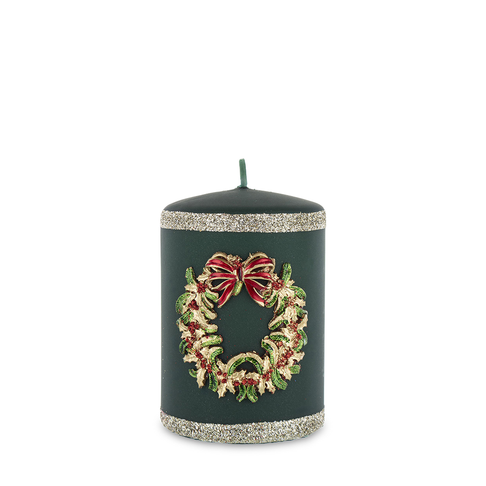 Žvakė Kalėdinis vainikas žalios sp. 10x7x7,5 cm 163493 KLD